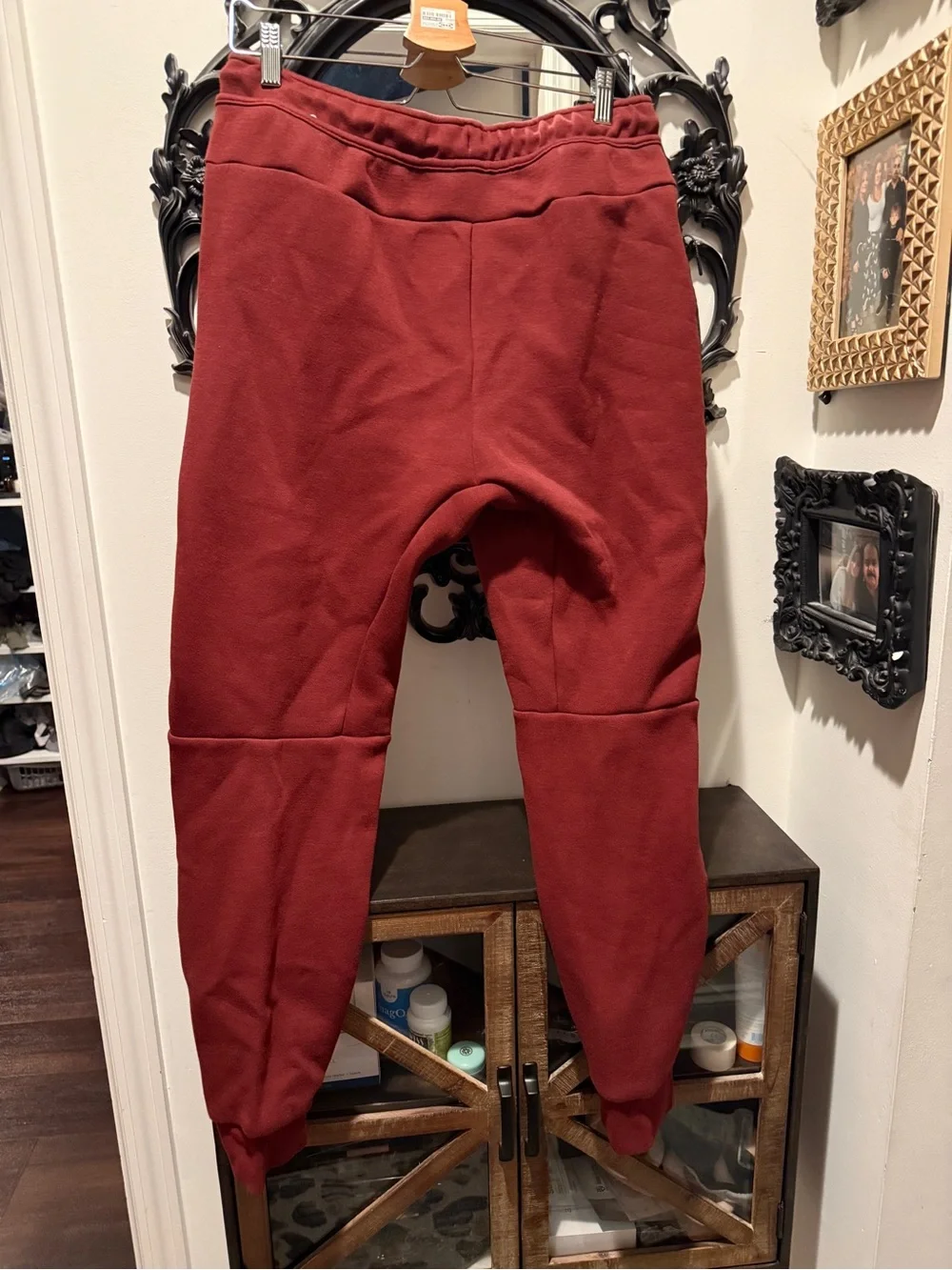 Men’s Nike Tech Maroon Red Color Block Joggers L